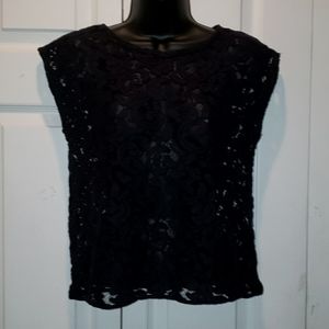 LOFT junior black lace cover up top